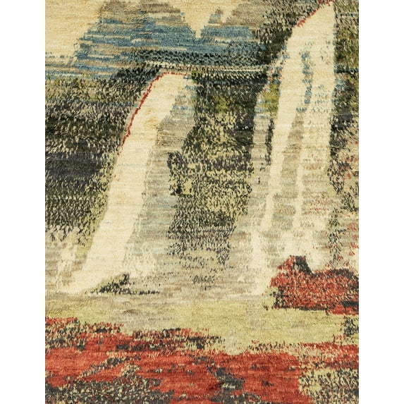 Ahgly Company Machine Washable Indoor Rectangle Abstract Yellow Area Rugs, 5' x 7'