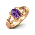 thumbnail image 2 of 925 Sterling Silver Rose Vermeil 7x5mm Oval Shape Amethyst Engagement Women Mother's Day Gift Ring, 2 of 4