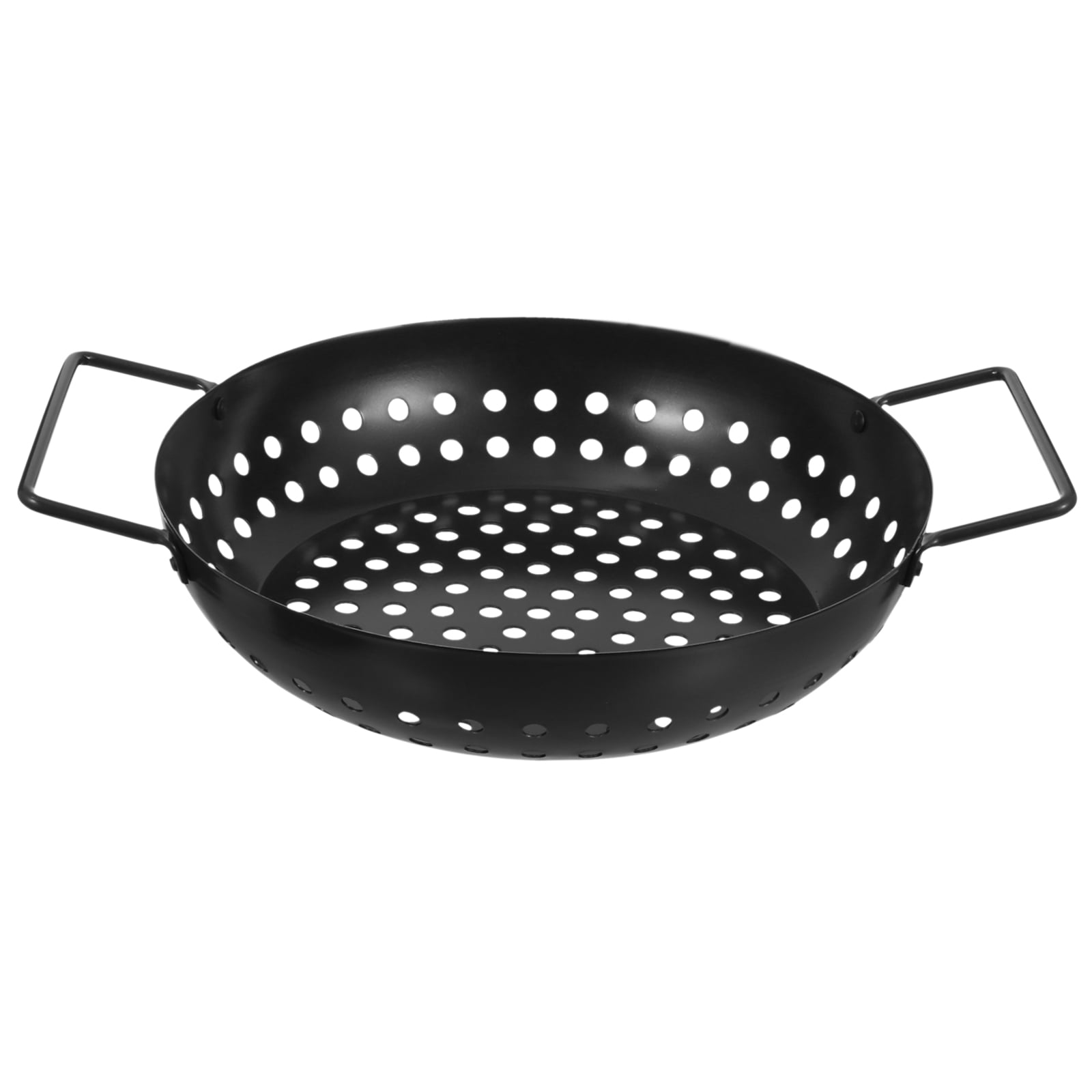 Hemoton Portable Outdoor Barbecue Grill Basket with Large Holes Handle