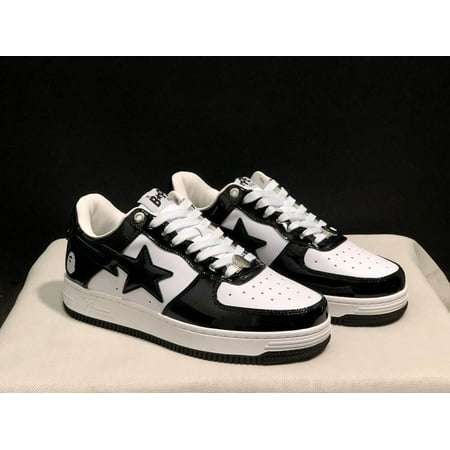 

BAPE Men s and Women s Sneakers Classic Ape Head logo Lightning Star Graphic Leather sneakers Couple skate shoes