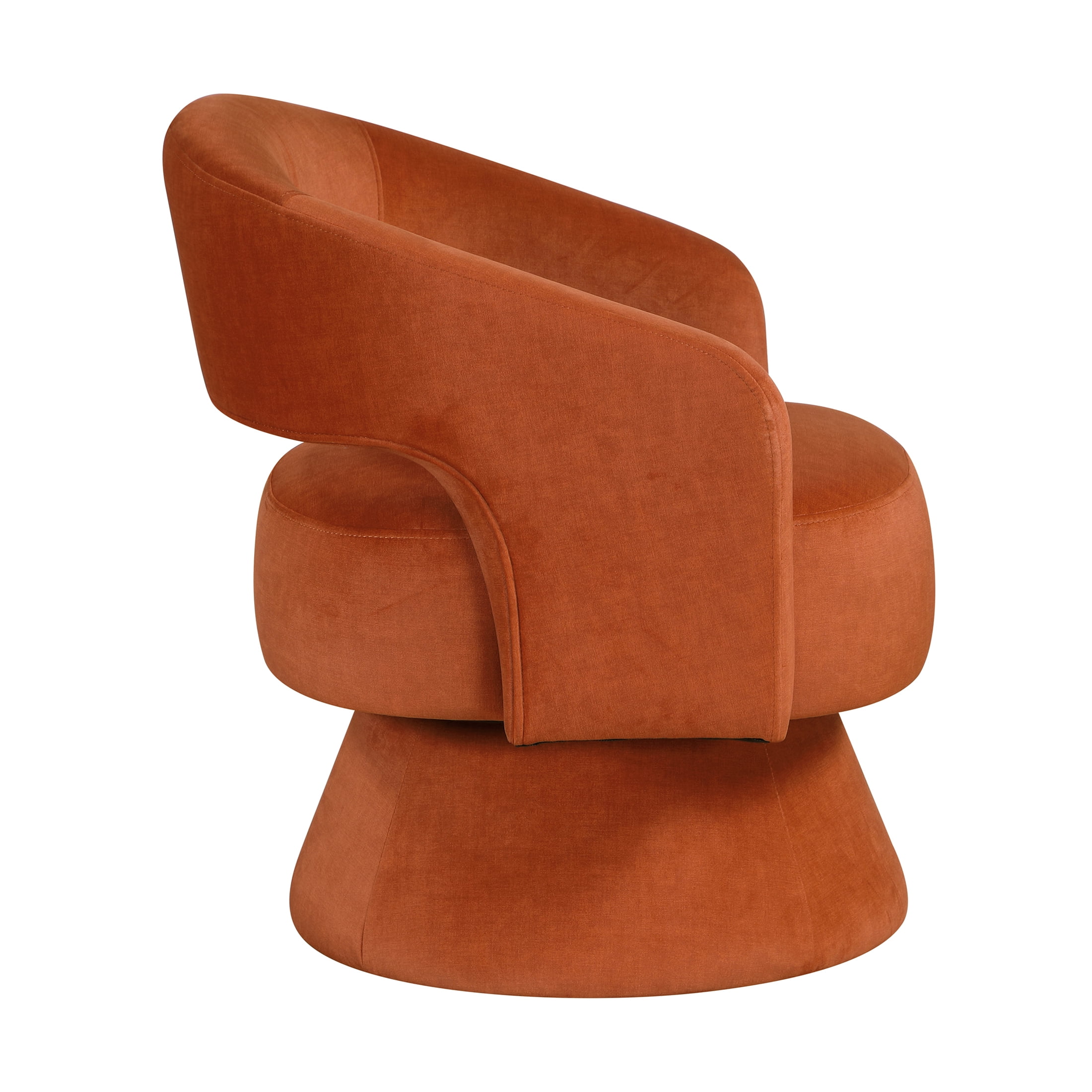 OakvillePark Alderwyn Velvet Swivel Chair with Round Base, Orange