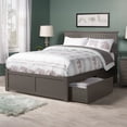 thumbnail image 1 of Lit Plateforme Complet en Bois Nantucket avec Pied de Lit et Tiroirs de Rangement, Gris, 1 of 22