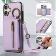 thumbnail image 3 of Decase Compatible with iPhone 16 Pro Case with Card Holder and Strap for Women,Crossbody Lanyard,Stand Ring Kickstand,Snap Clasp,Phone Wallet Case,Purple, 3 of 8