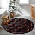 thumbnail image 3 of Small Round Rug 3Ft Washable Non-Slip, Red Black Cubes Circle Area Rugs for Living Room Bedroom, Modern Geometric Abstract Art Indoor Floor Mats Carpet Runner for Home Decor, 3 of 8