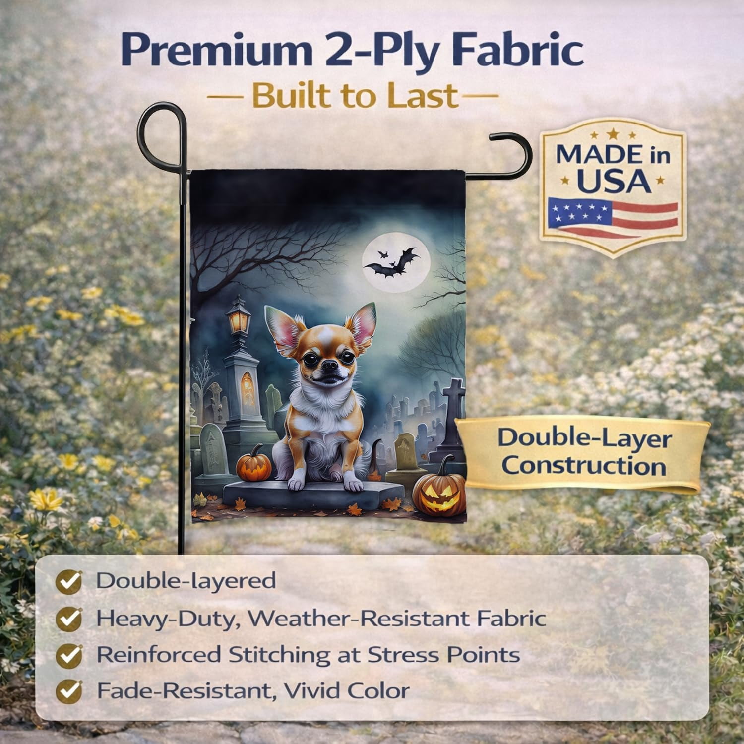 Chihuahua Spooky Halloween Garden Flag 11.25 in x 15.5 in