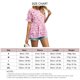 thumbnail image 4 of Camiseta holgada de verano con cuello redondo y estampado floral de manga corta con dobladillo con volantes para mujer, 4 of 8