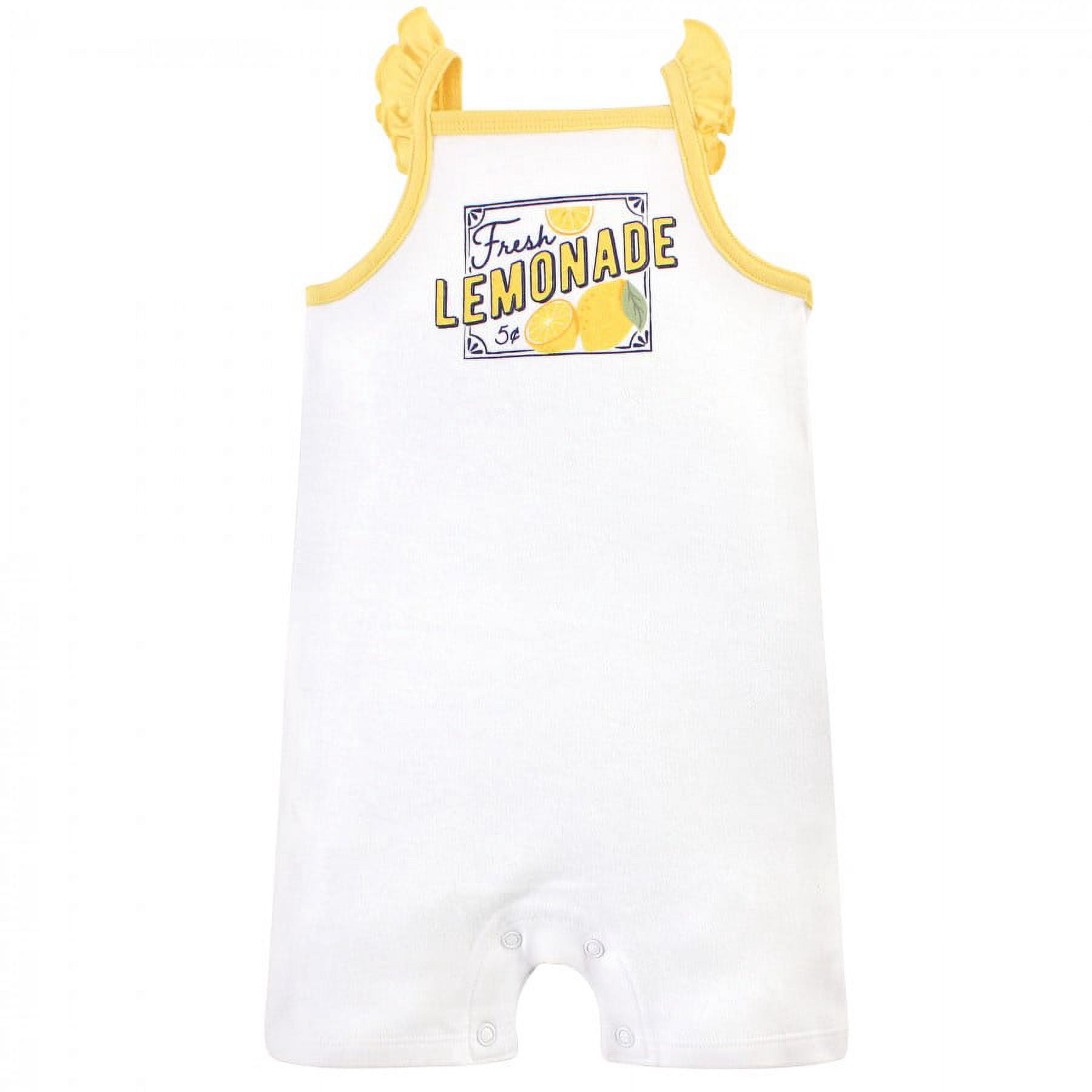 Touched by Nature Baby Girl Organic Cotton Rompers 3pk, Lemon Tree, 18-24 Months