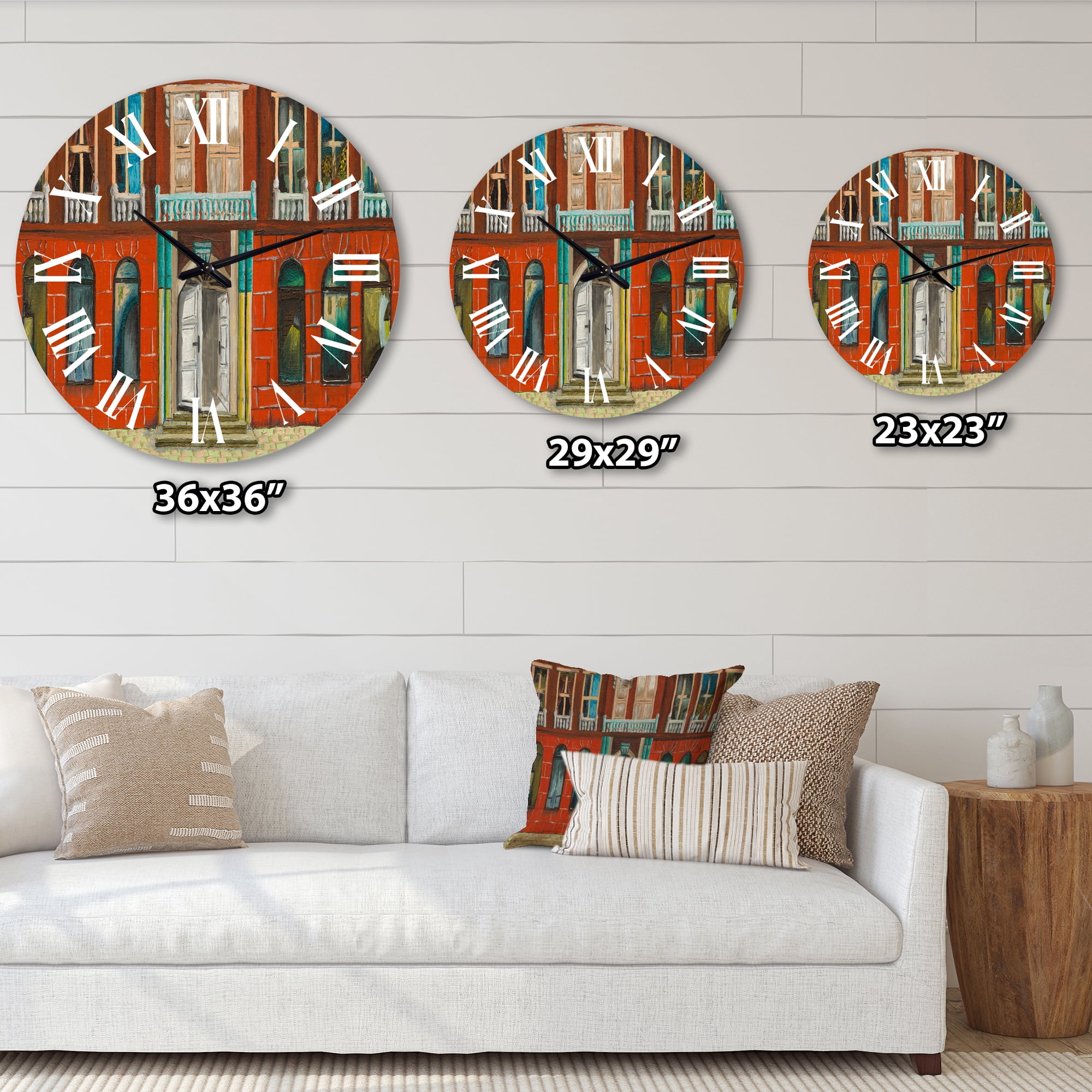 Designart 'Red Facade Of Shop In Paris Ii' French Country Wall Clock