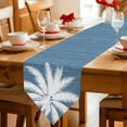 thumbnail image 2 of Tropical Palm Tree Table Runner Linen Burlap Table Runner 72 Inches Long Retro Blue Summer Coastal Coconut Leaves Dresser Scarves for Kitchen Island Coffee Dining Room Party Holiday Decor 13"x72", 2 of 8