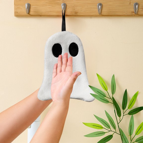Konghyp Cute Ghost Hand Towel, Soft Absorbent Towel, Halloween Decor, Fun Bath Accessories, Perfect for Daily Use, Adorable Kitchen Towel