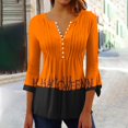 thumbnail image 2 of Odeerbi Vintage Graphic Tunic Tops for Women Halloween Retro Shirts 2024 Casual Printed Three Quarter Sleeve Round Neck Loose Tops Blouse Orange, 2 of 5