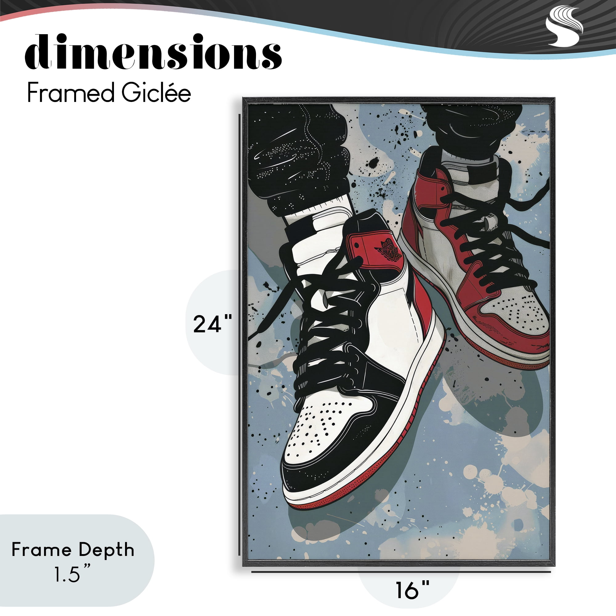 Stupell Industries Casual Streetwear Sneakers Black Framed Giclee Art, design by Ray Powers