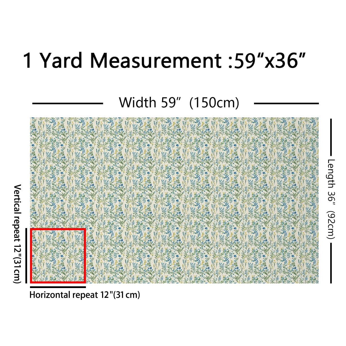 jejeloiu Blue Floral Fabric by the Yard 1 Yard, Spring Garden Flower Home Decor Fabric by the Yard, Botanical Blossoms Leaves Room Decor Fabric by the Yard, Green Beige