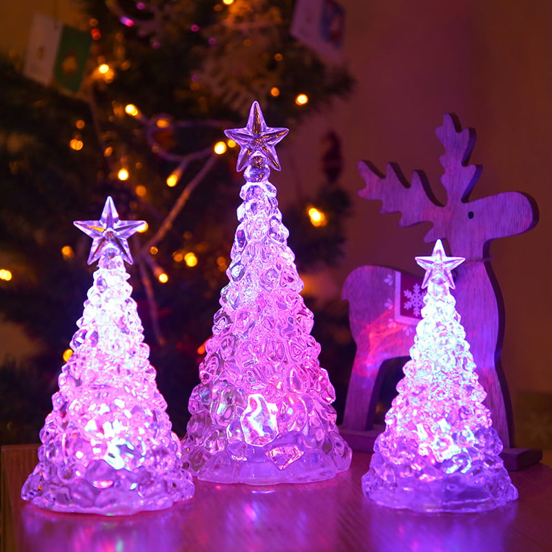 Christmas Battery LED 13cm Colour Changing Acrylic Tree 