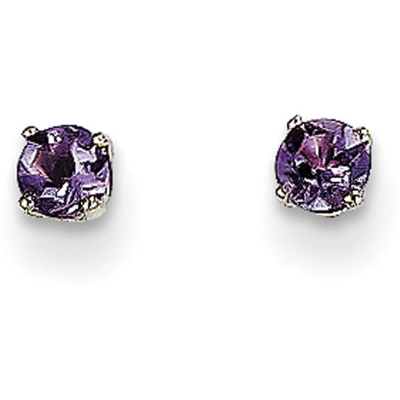 Primal Gold 14 Karat White Gold Amethyst 3mm Stud Earrings