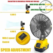 Cordless Jobsite Fan For Dewalt 20V MAX Li-Ion Battery For Camping Workshop