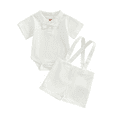 thumbnail image 3 of XBASW Newborn Baby Boys Formal Outfits Romper Dress Shirt Suspenders Shorts with Bowtie Summer Gentleman Party Set 0-24M, 3 of 9