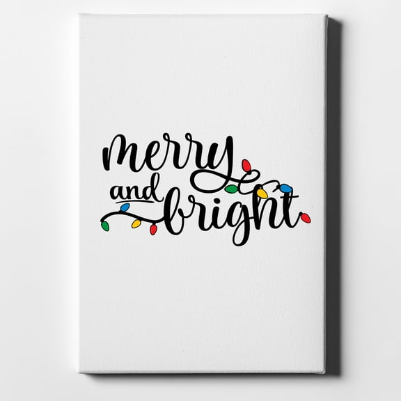 Merry and Bright - Christmas Lights - 11" x 14" - Decorative Canvas Wall Art - White Edge - 5/8" Gallery Wrapped