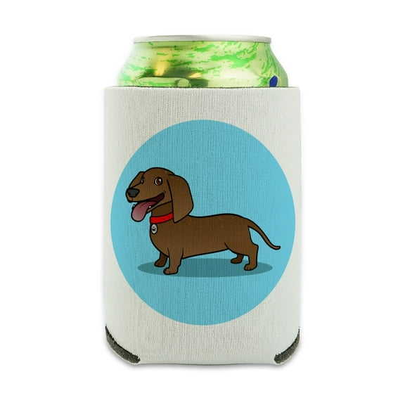 Dachshund Wiener Dog Cartoon Can Cooler - Drink Sleeve Hugger Collapsible Insulator - Beverage Insulated Holder