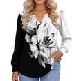thumbnail image 4 of Stichou Women's Shirts Henley Loose Fit Floral Graphic Tops Long Sleeve Comfy Button Blouses Winter Trendy T Shirts Gray S, 4 of 5