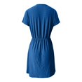 thumbnail image 5 of Women's Swimsuit Cover Ups - V Neck Drawstring Slit Eyelet Embroidery Beach Dress, Flowy Short Sleeve, 5 of 5