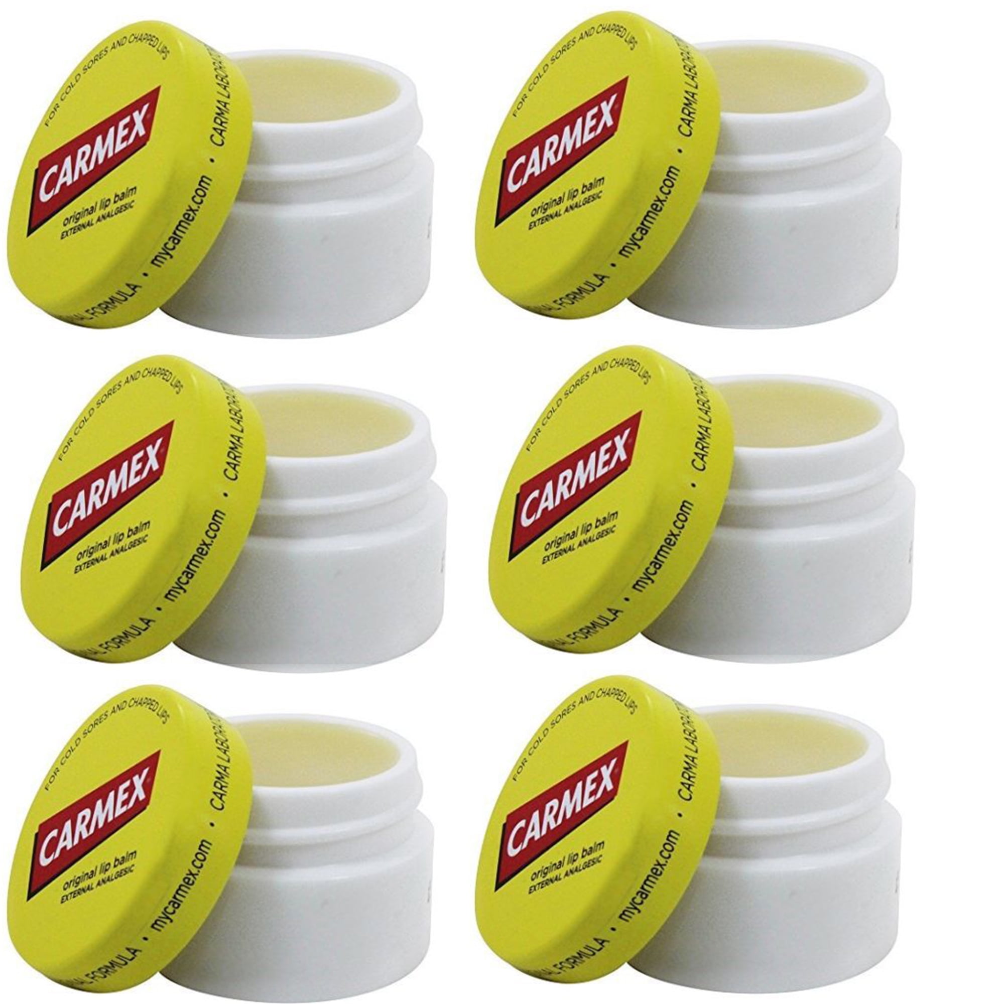 Carmex original Lip Balm For Cold Sores & Chapped Lips 0.5 Oz Pack Of 6