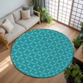 thumbnail image 3 of 8ft Round Rug, Teal Morocco Non-Skid Rubber Backing Large Area Rugs - Living Room Bedroom Home Office, Geometric Leaf Diamond Lattice Abstract Indoor Floor Mat Carpets Washable Rug, 3 of 9