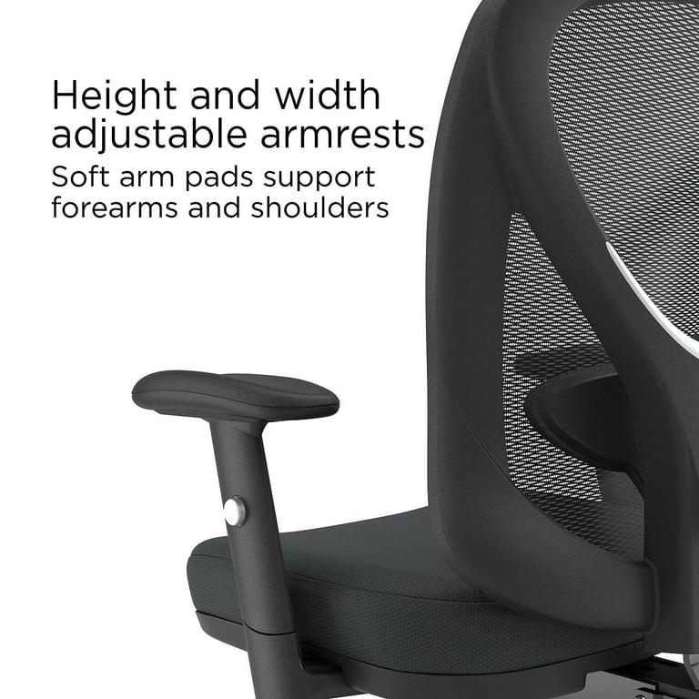 STAPLES Office Chair Black Mesh Back Adjustable Task Desk Chair