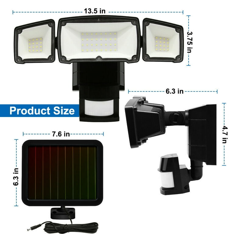 Costech Solar Lights Outdoor, Super Bright LED 1500-Lumen 6000K Triple Head Motion Sensor Lamp, Adjustable Wide Angle Illumination, IP65 Waterproof Security Lighting (Black) Costech Solar Lights Outdoor, Super Bright LED 1500-Lumen 6000K Triple Head Motion Sensor Lamp, Adjustable Wide Angle Illumination, IP65 Waterproof Security Lighting (Black)