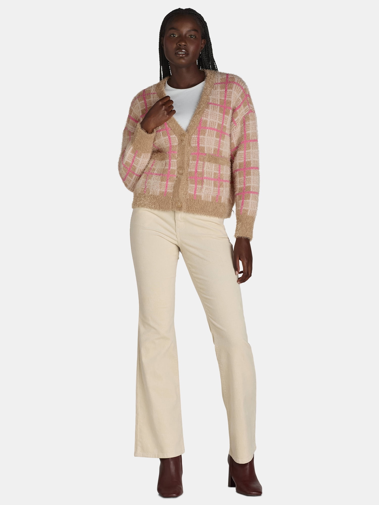 99 Jane Street Women's V-Neck Cardigan Sweater with Long Sleeves, Midweight, Sizes XS-XL