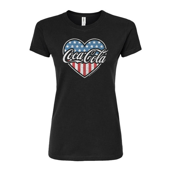 Coca-Cola - USA Heart - Juniors Fitted Graphic T-Shirt