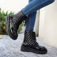 thumbnail image 6 of Viluyesy Womens Combat Boots Round Toe Lug Sole Platform Patent Leather Lace Up Slip Resistant Streetwear Boots Black Size US6, 6 of 9