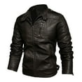 thumbnail image 2 of Nmnitkp Leather Jacket Men Warm and Wear-Resistant Fleece Jackets for Men High Cost Performance Men’s Casual Stand Collar PU Faux Leather Zip-Up Motorcycle Bomber Jacket Plus Size, 2 of 4