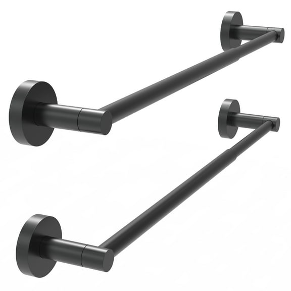 2 Pack Matte Black Finish Adjustable 13.7 to 24 inch Wall Mount Towel Bar 2pcs, Stainless Steel and Zinc Alloy for Kitchen and Bathroom Heavy Duty Storage, by Fixsen