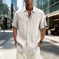 thumbnail image 2 of Yifymode Mens Short Sleeve Shirts Button Down Casual Summer Beach Vacation Lightweight Textured Pocket Dress Shirt Tops,White L, 2 of 8