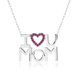 thumbnail image 1 of JeenMata Collar con Colgante de Corazón Abierto Adornado con Piedra Roja "Te Amo Mamá" en Oro Blanco de 18 K sobre Plata - Piedra Natal de Enero - Regalo para Mamá, 1 of 2