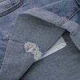 thumbnail image 7 of Women's Denim Shorts Casual Summer Mid Waist Ripped Raw Cut Hem Washed Distressed Stretchy Denim Jean Shorts, 7 of 7