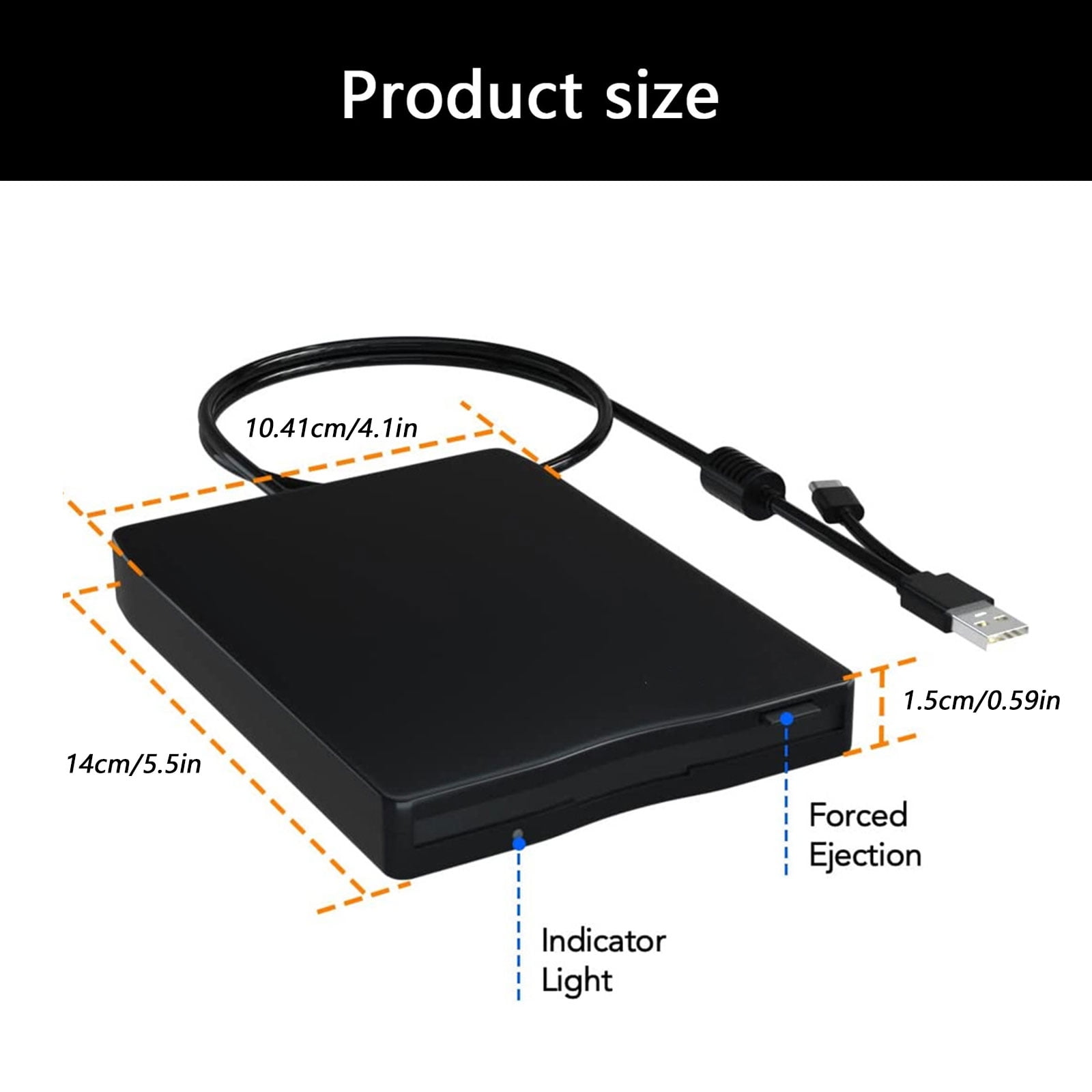 Portable Floppy Disk Reader With Double Ports and Quick Setup for Laptop and Desktop