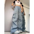 thumbnail image 2 of Pantalones Cargo Y2K para mujer, pantalón informal de cintura alta con bolsillos grandes, estilo Hip Hop, ropa de calle femenina, chándal holgado con cordón, 2 of 3