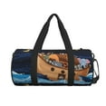 thumbnail image 2 of Disketp 45l Foldable Duffel Bag,Water-Resistant Sports Gym Bag,Portable Weekender Bag Lightweight For Travel,Fitness And Camping-Ocean Scene With Noah'S Ark, 2 of 8