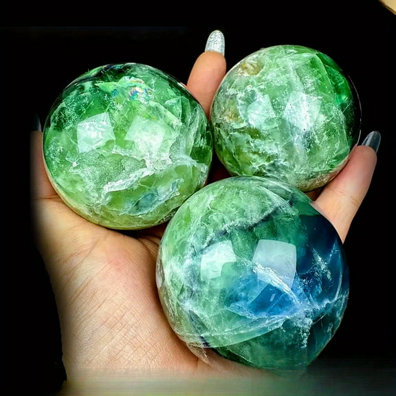 1pc  Natural Feather Fluorite Sphere | Approx. 2.36" (6 cm) | 300g | Unique Feather Inclusions | Hand-Polished | Healing Crystal, Decor, Collection