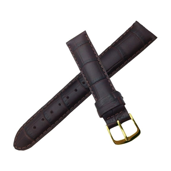 MS835 20mm Long Alligator Grain Calfskin Leather Brown Watch Strap