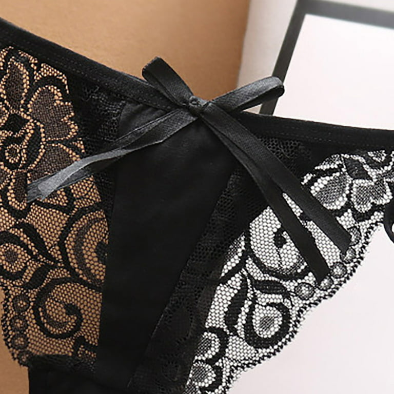 HUPOM Control Top Pantyhose For Women Girls Panties Thong Leisure Tie Drop  Waist Black One Size