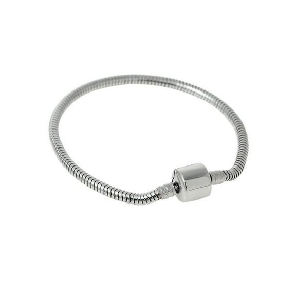 17cm(6 6/8") Stainless Steel European Snake Chain Charm Bracelet Snap Clasp