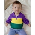 thumbnail image 4 of BemeyourBBs Toddler Baby Boy Girl Carnival Sweatshirt Mardi Gras Outfit Long Sleeve Half Zipper Color Block Pullover Tops, 4 of 9