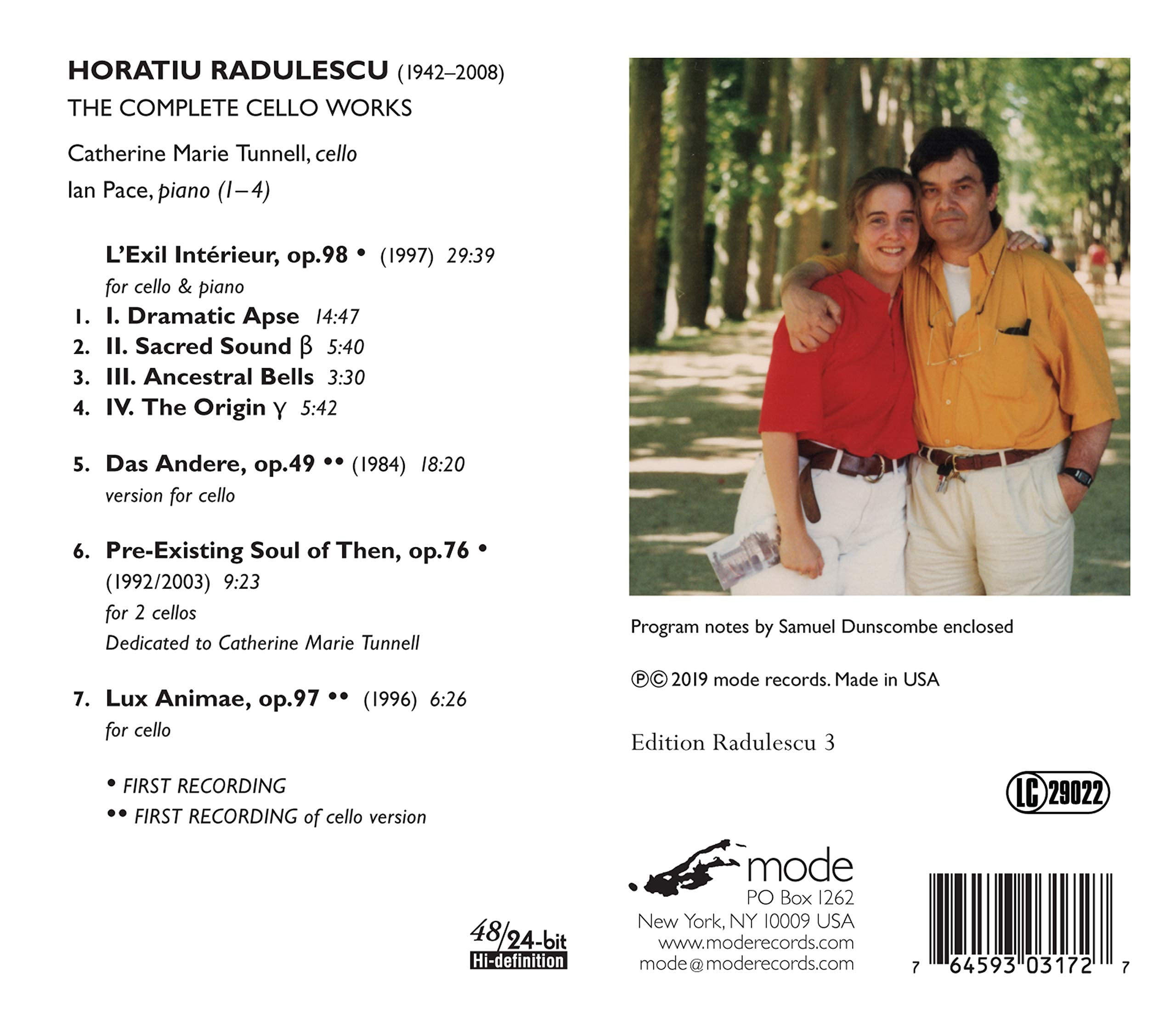 Radulescu / Tunnell / Pace - Complete Cello Works - Music & Performance - CD