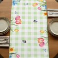 thumbnail image 5 of Table Runners 72 Inches Long Dress Scarves, Easter Gnomes Farmhouse Kitchen Table Runner, Coffee Tablerunners, Spring Watercolor Bunny Tulip Green Plaid 14x72 Inch, 5 of 9