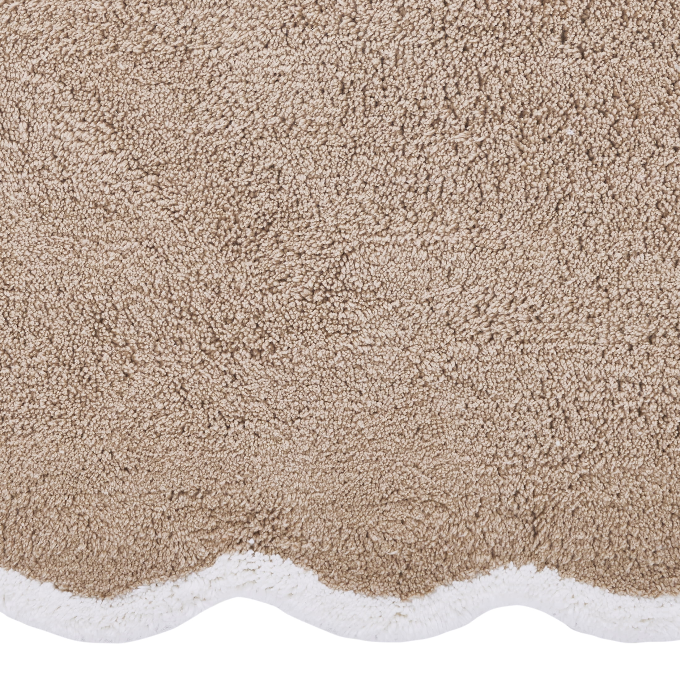 My Texas House Whitney Taupe Scallop Cotton Bath Rug Runner, 24" x 60"