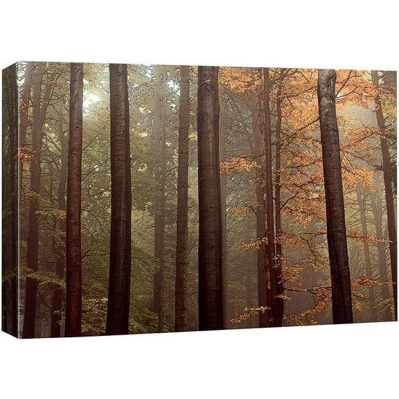 wall26 Canvas Print Wall Art Red Pine Tree Forest in Autumn Nature Wilderness Photography Modern Art Rustic Scenic Colorful Multicolor for Living Room, Bedroom, Office - 12"x18"