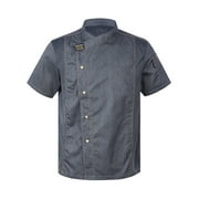 Aislor Unisex Short Sleeve/Long Sleeve Chef Coat Jacket Kitchen Restaurant Hotel Uniform M-4XL A Gray Short Sleeve XL